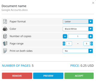 Page Range on options window